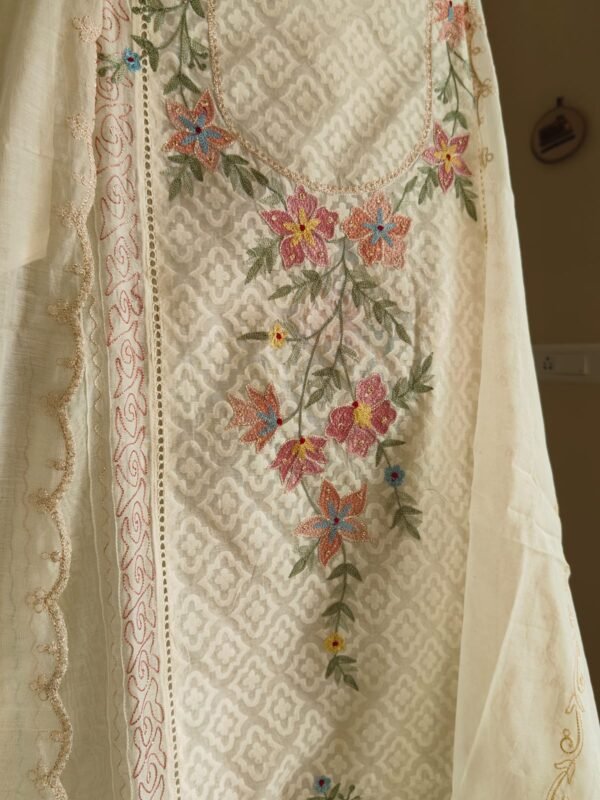 Pure mul chanderi aari work kurta - Image 2