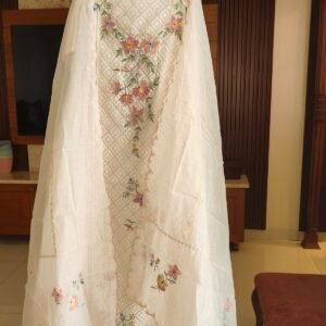 Pure mul chanderi aari work kurta