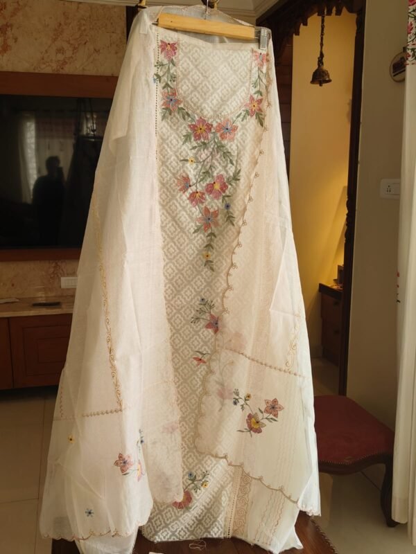 Pure mul chanderi aari work kurta - Image 4
