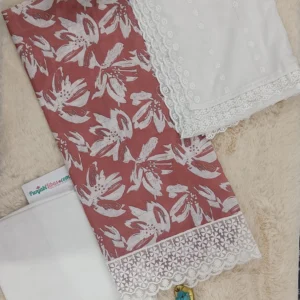 Light Brown Mul Cotton Suit with Designer white Dupatta and Bottom