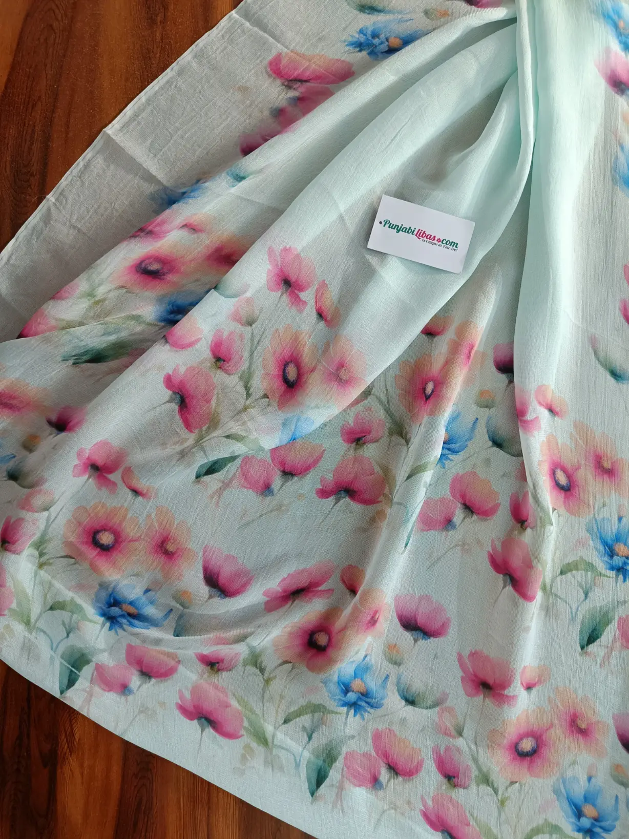 Unstitched Burberry Suit Light Pista Green, Floral Embroidered Punjabi Suit