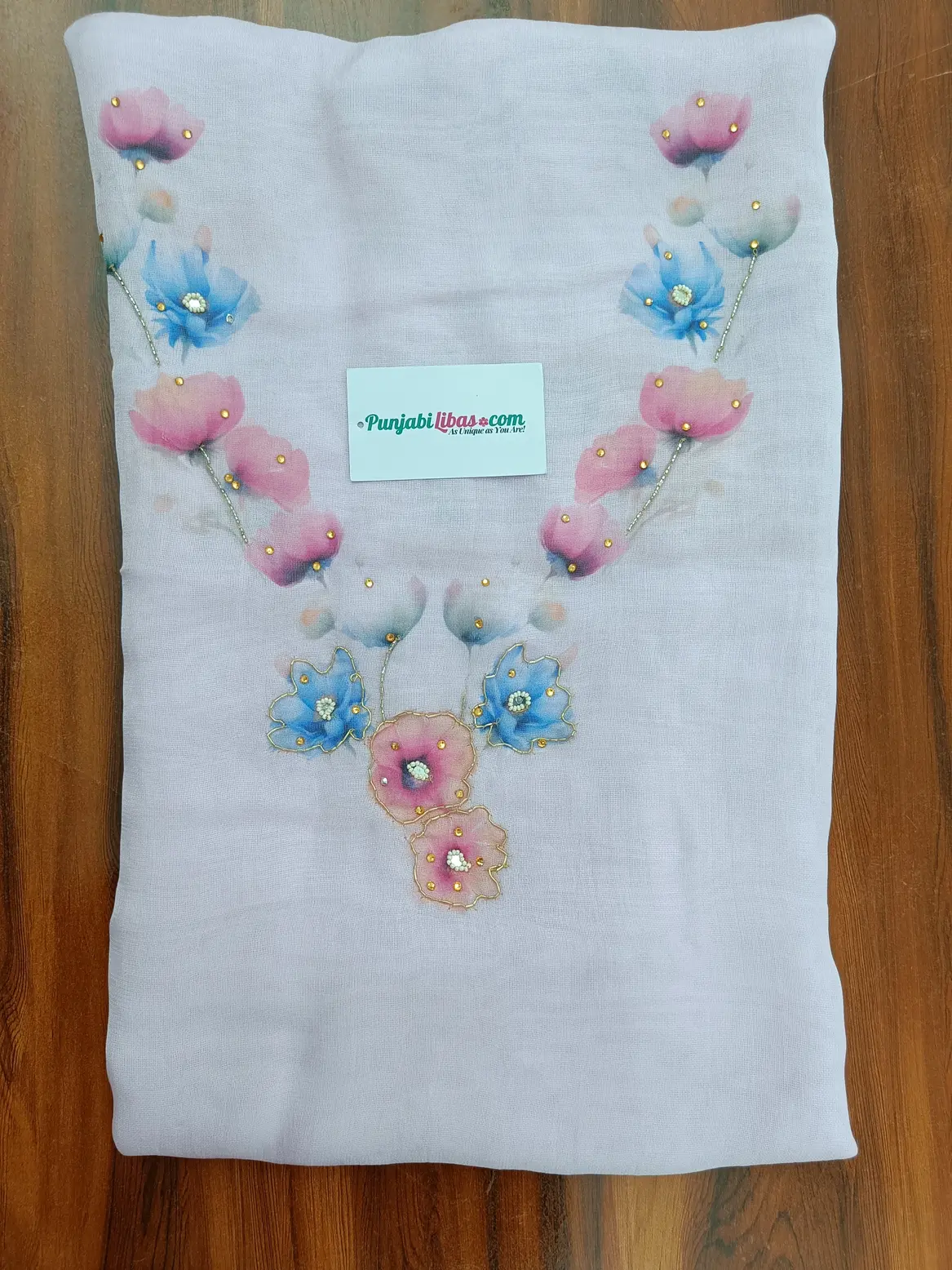 Light Pink Burberry Unstitched Suit with Tilla and Pearl Embroidery