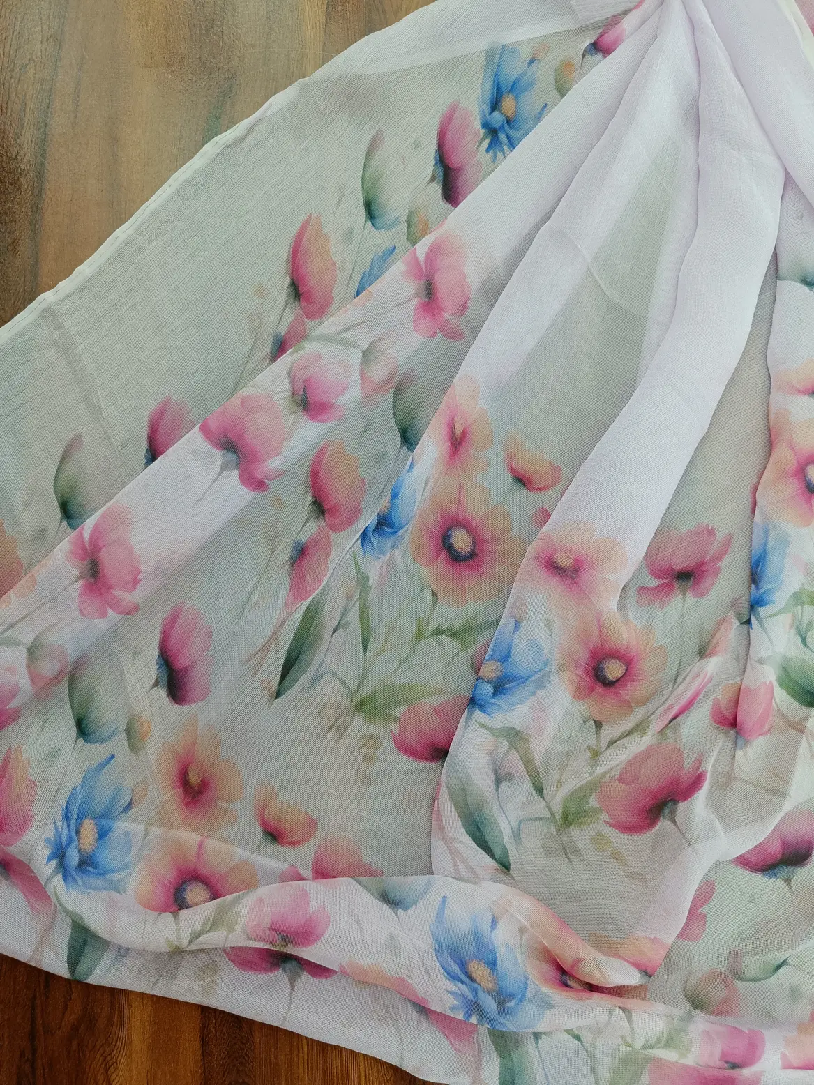 Burberry & Muslin Fabric | Light Pink Floral Suit | Hand-Painted Tilla & Pearl Work | Unstitched Designer Suit for Women - Image 3