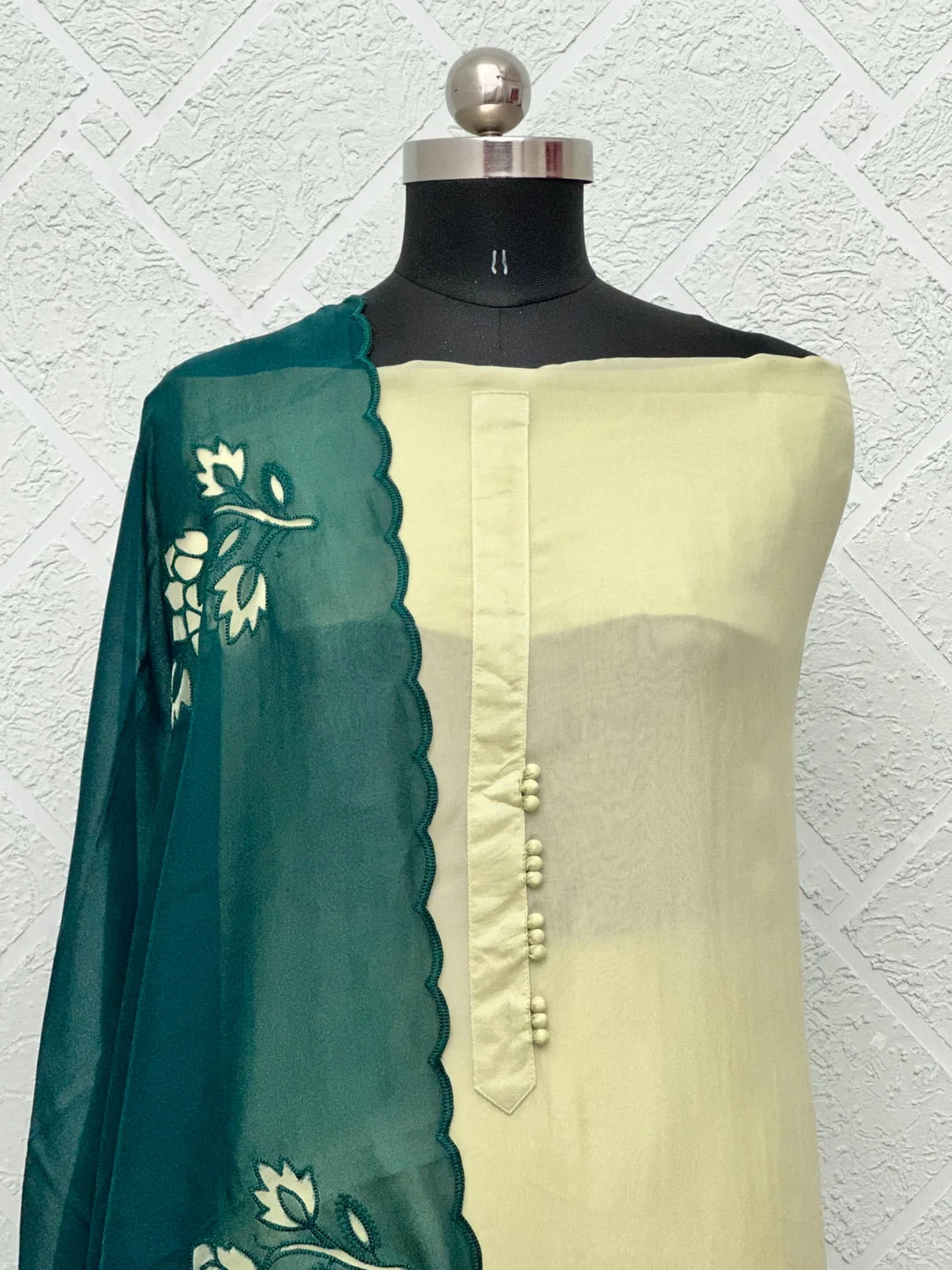 Organza Unstitched Suit with Cutwork