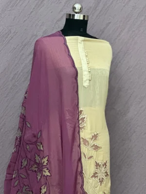 Self Organza with Cutwork Unstitched Suit