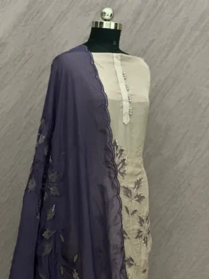 Self Organza with Cutwork Unstitched Suit