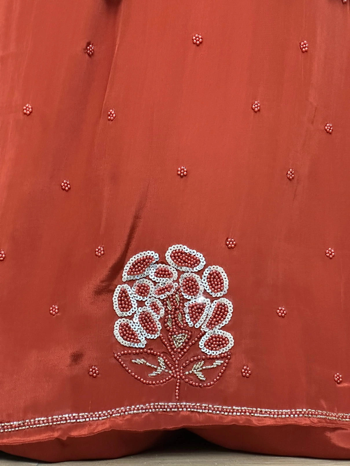 Viscose Organza Rust Embroidered Unstitched Suit Ethnic Wear - Image 4