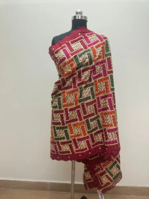 Semi Chinnon Mirror Work Phulkari
