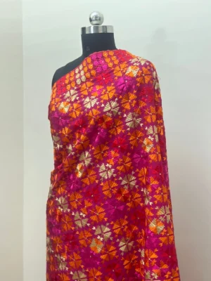 Chinnon Phulkari Full Baag with Stone Work in Magenta