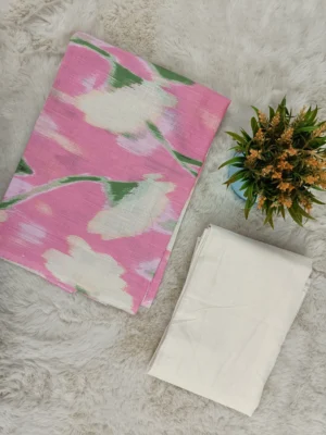Cotton Unstitched Suit Pink Floral Printed
