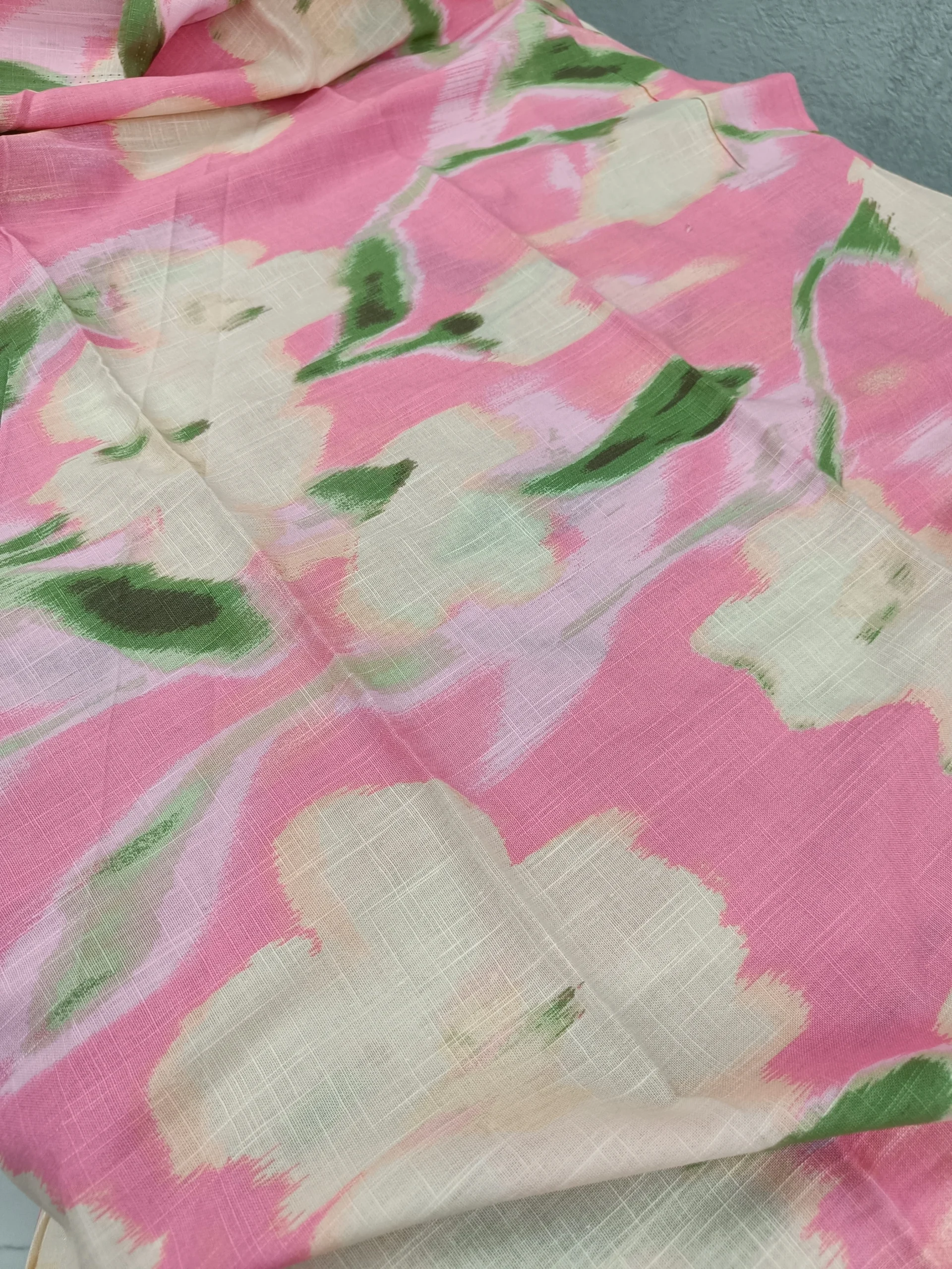 Cotton Unstitched Suit Pink Floral Printed