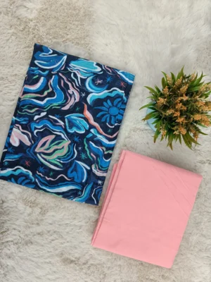 Cotton Unstitched Suit Pink Multicolor Printed Pattern