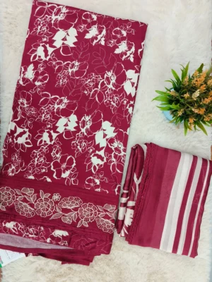 Ram Tex Cotton Maroon Unstitched Suit