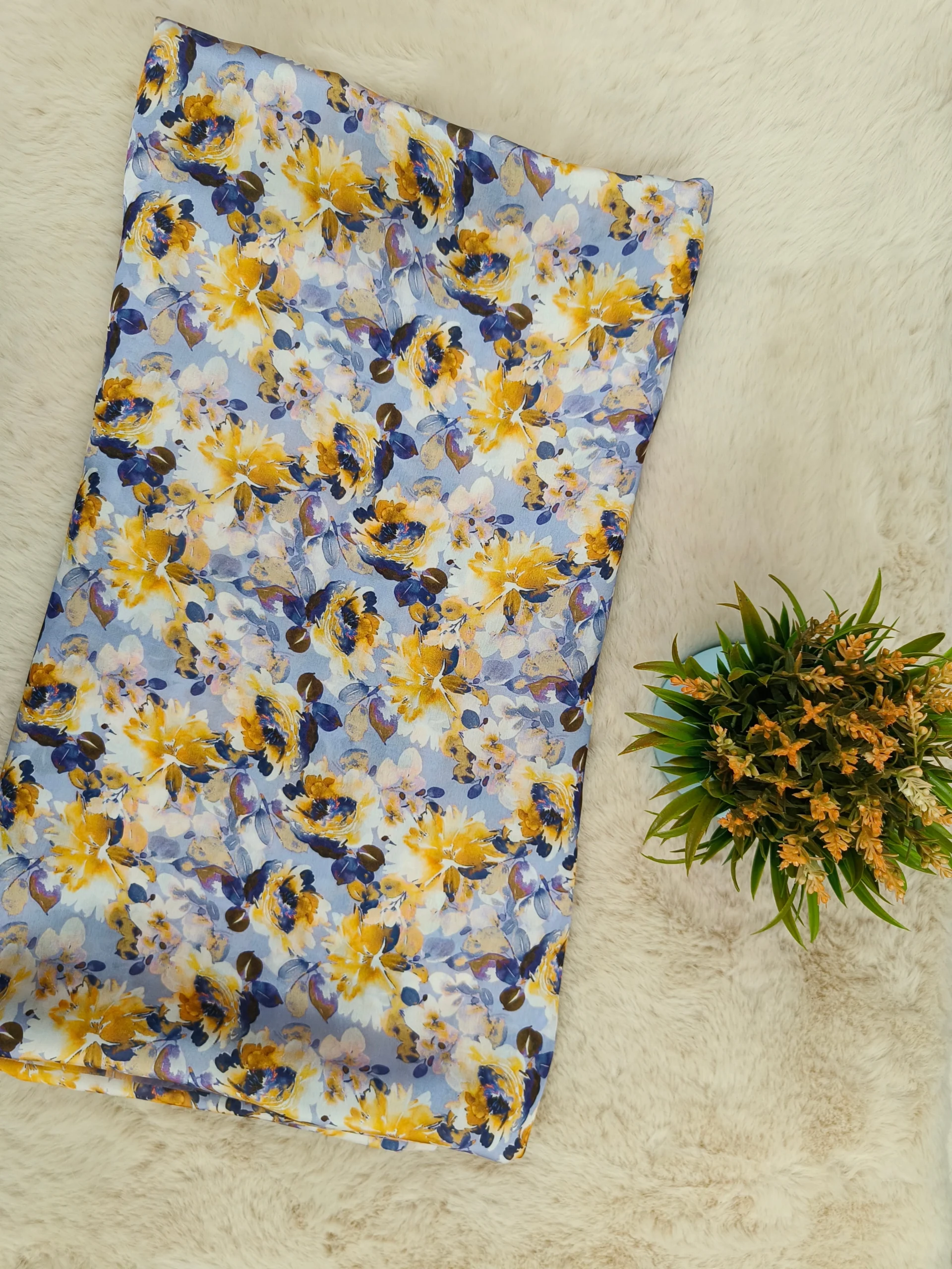 Sartin Silk Floral Unstitched Suit