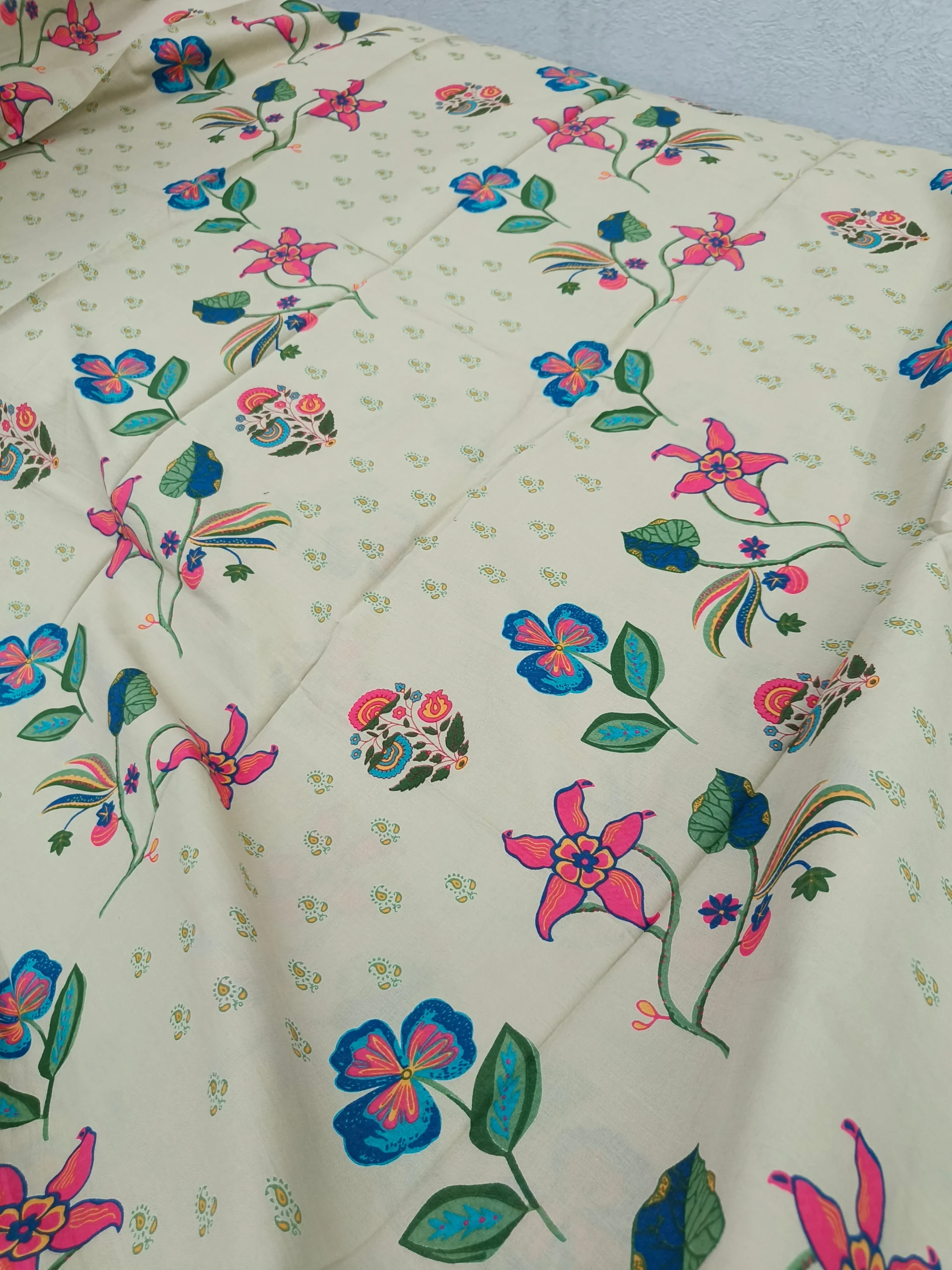 Cotton Fabric | Beige, Multicolor Floral Suit | Printed Pattern | Unstitched Suit - Image 5