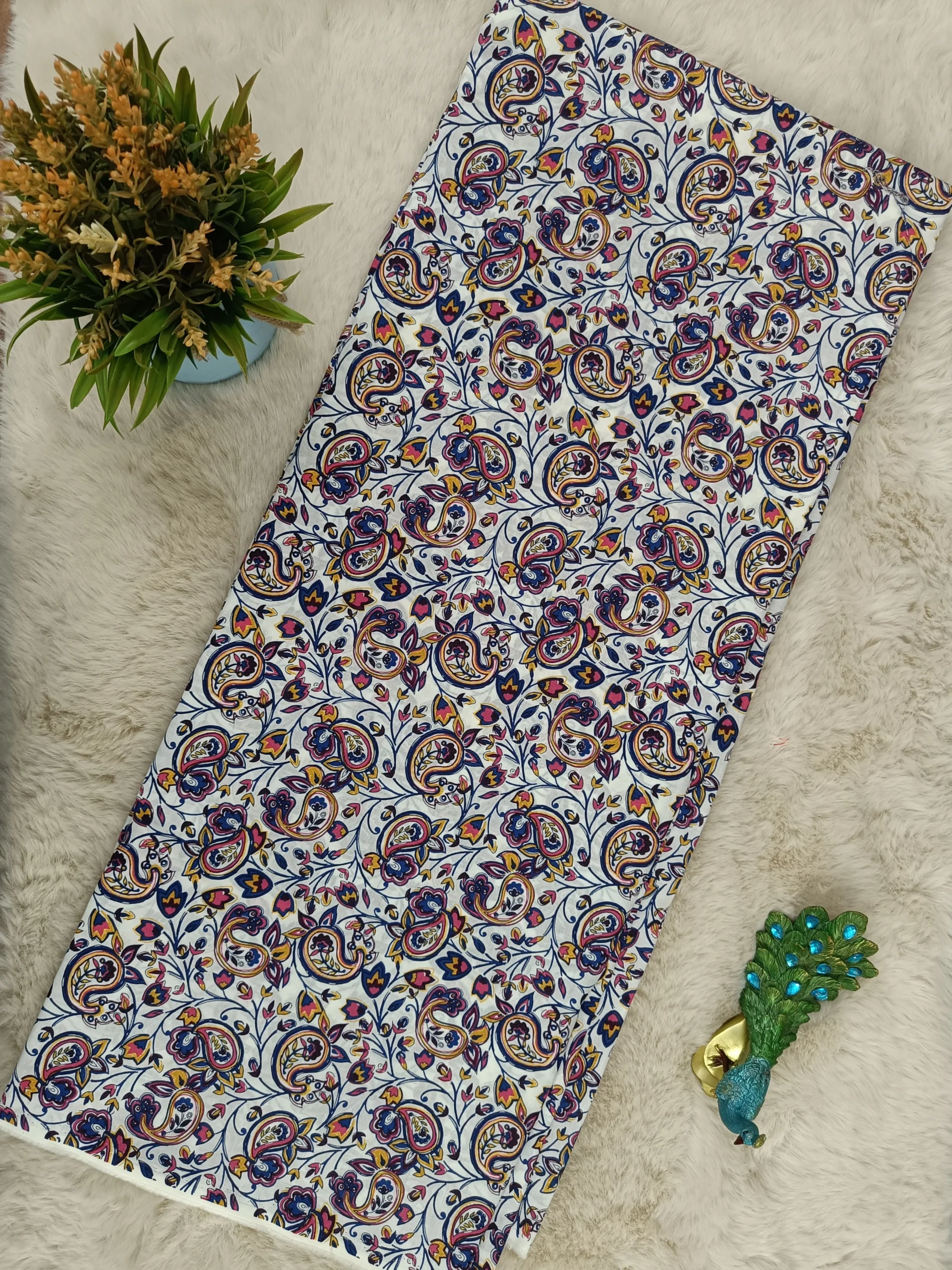 Pure Cotton Paisley Printed Unstitched Suit