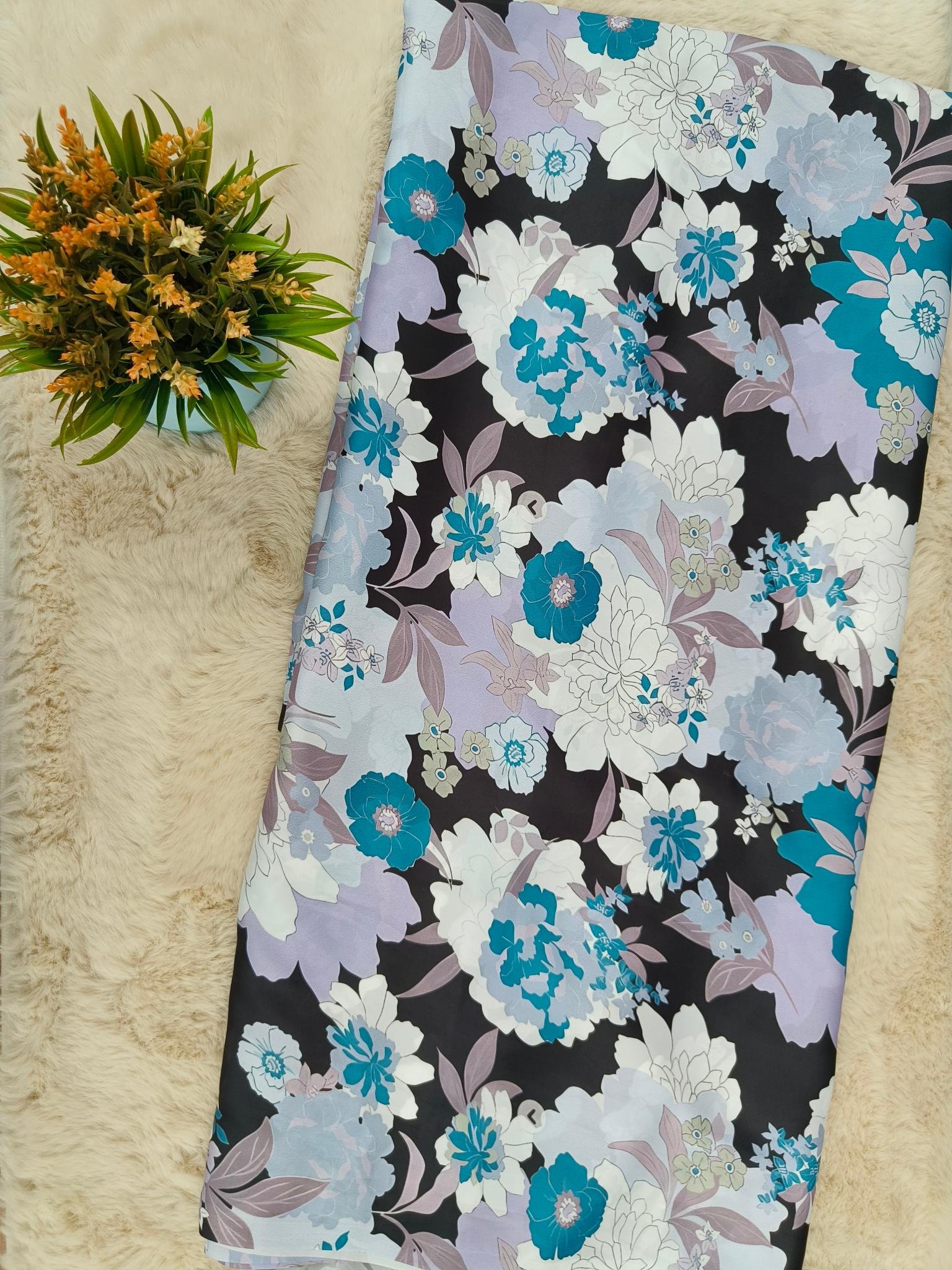 Crepe Unstitched Suit Fabric Floral Printed