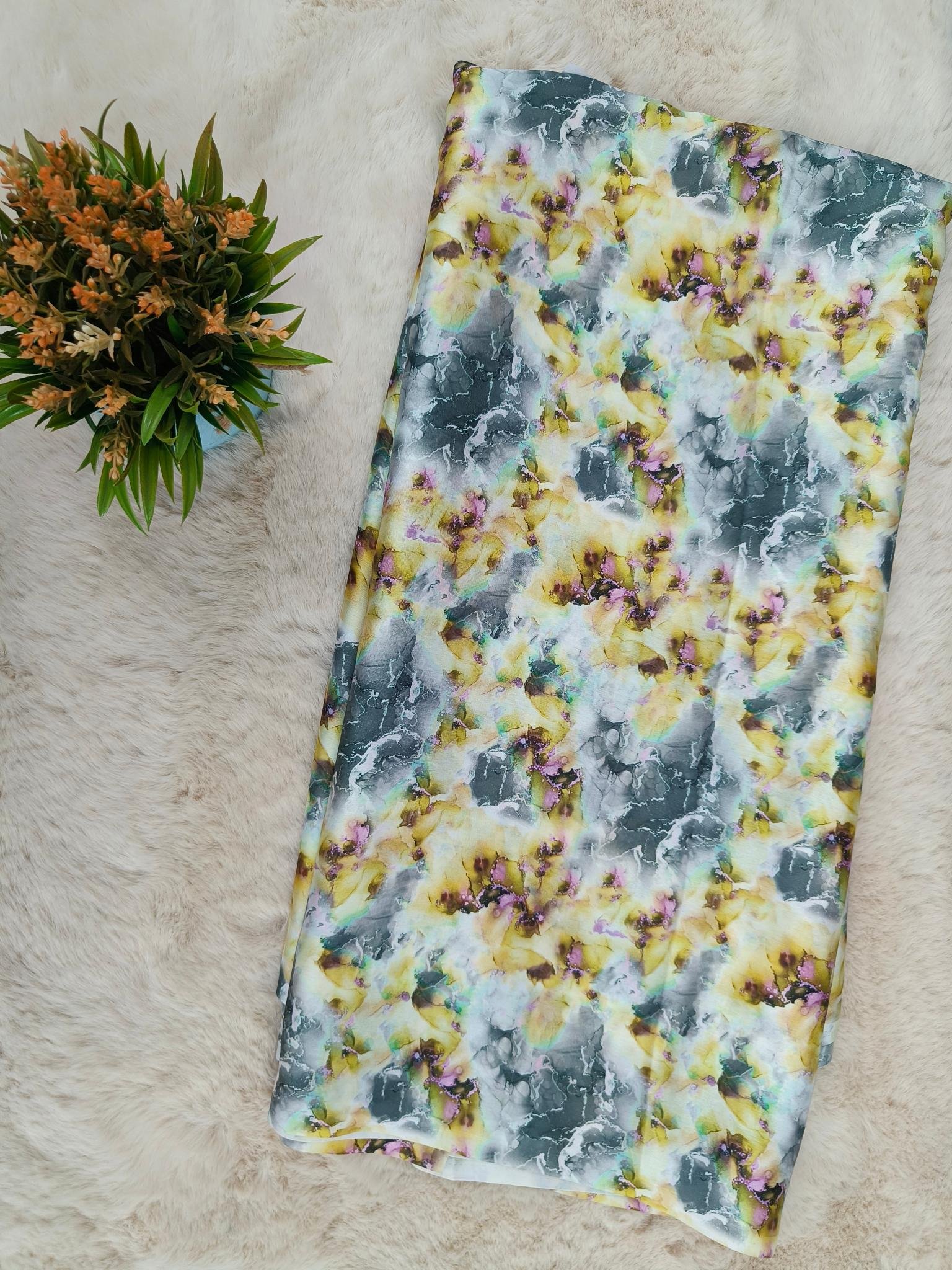 Crepe Unstitched Suit Fabric Abstract Floral Printed