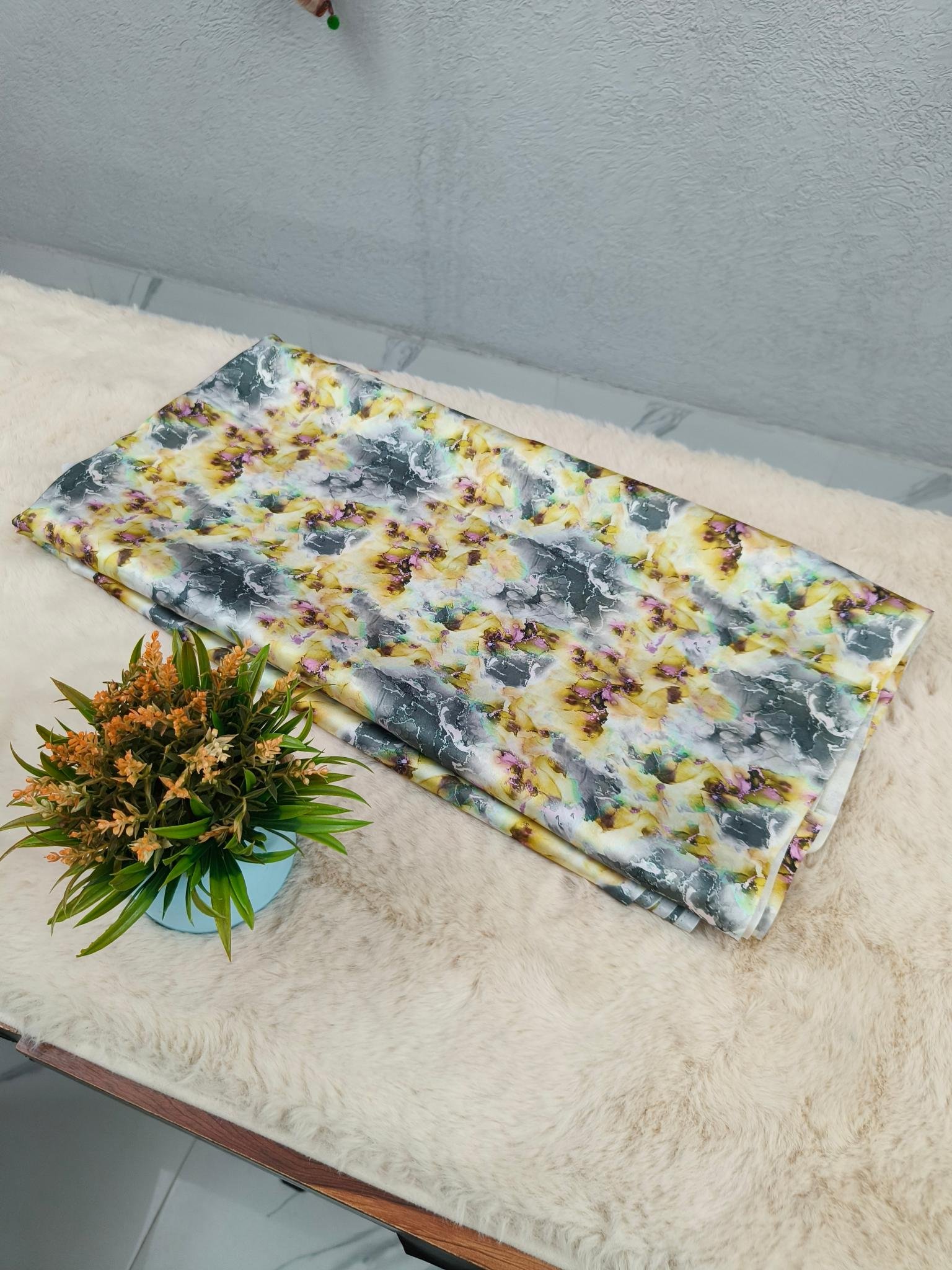 Crepe Unstitched Suit Fabric Abstract Floral Printed