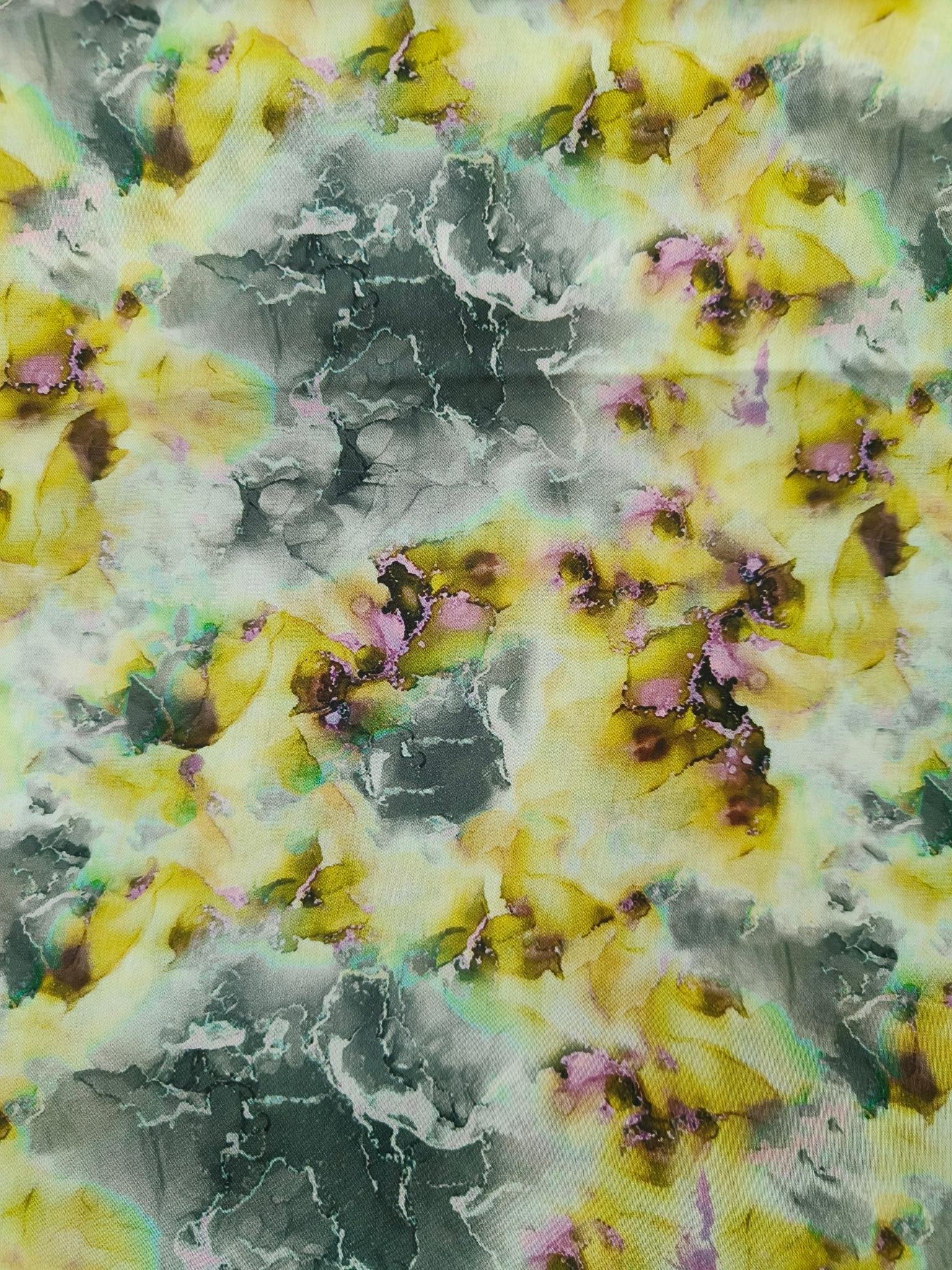 Crepe Unstitched Suit Fabric Abstract Floral Printed