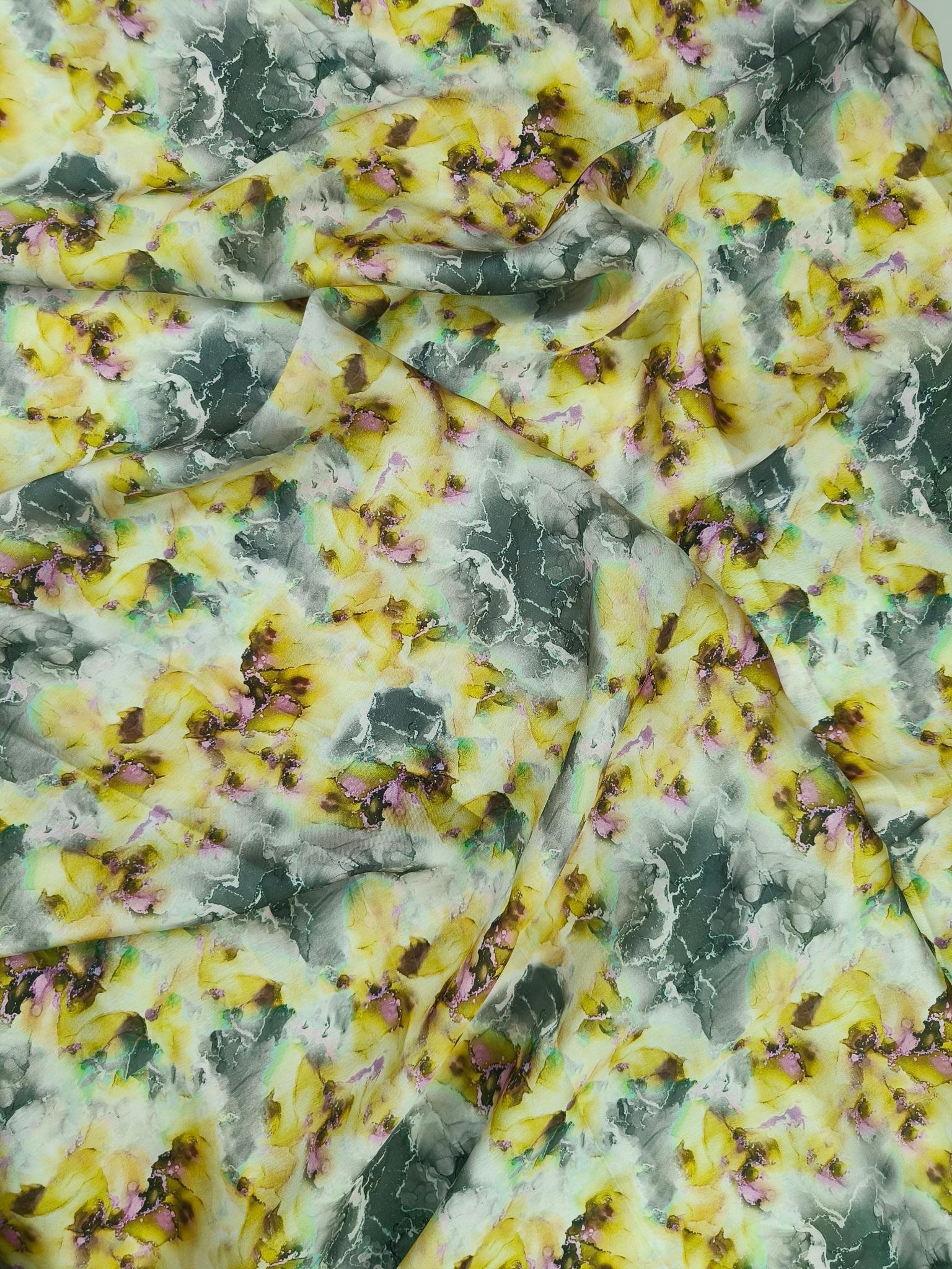 Crepe Unstitched Suit Fabric Abstract Floral Printed