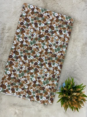 Cotton Fabric | Brown & Maroon Floral Suit | Printed Pattern | Unstitched Suit