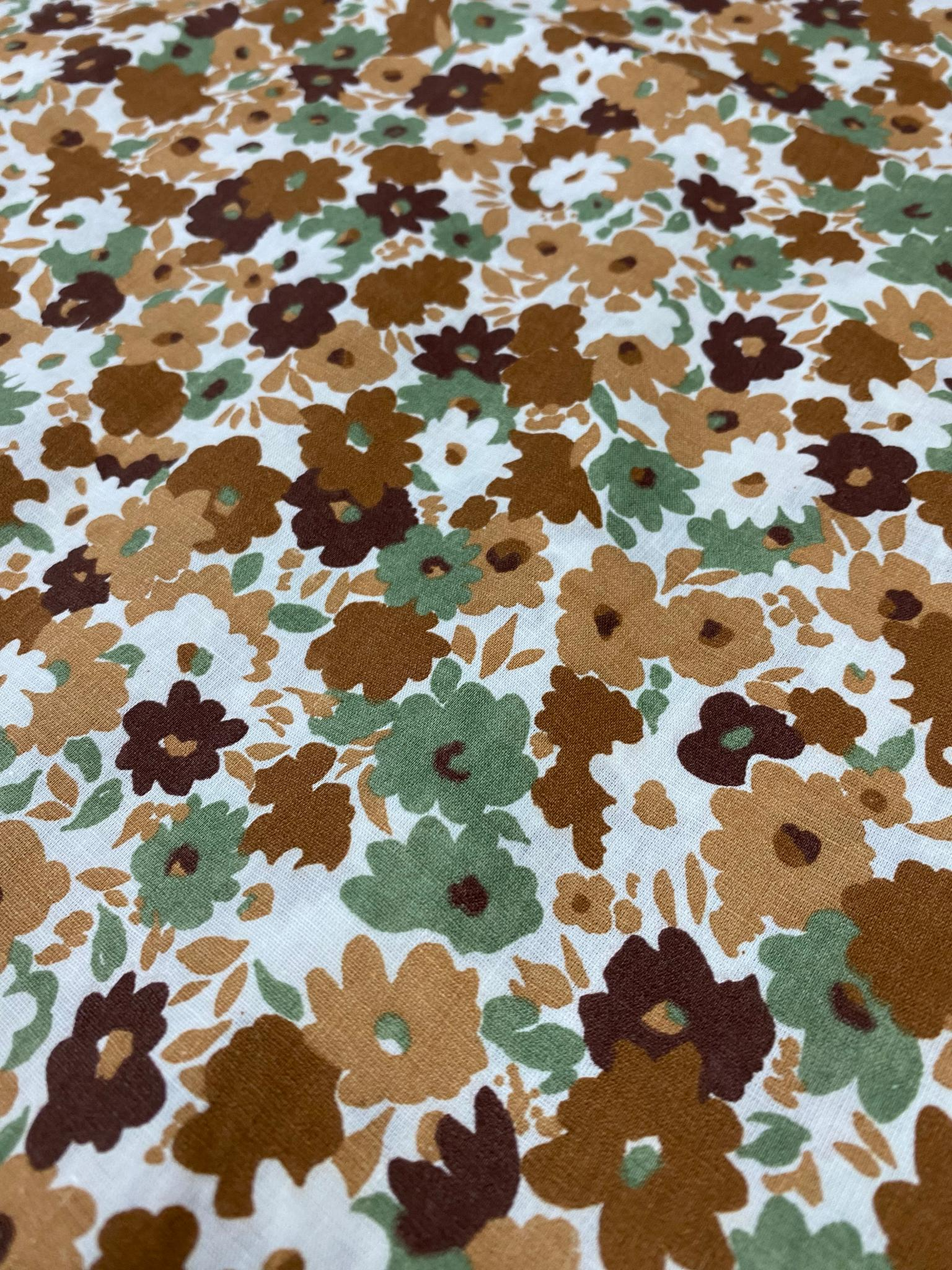 Cotton Fabric | Brown & Maroon Floral Suit | Printed Pattern | Unstitched Suit