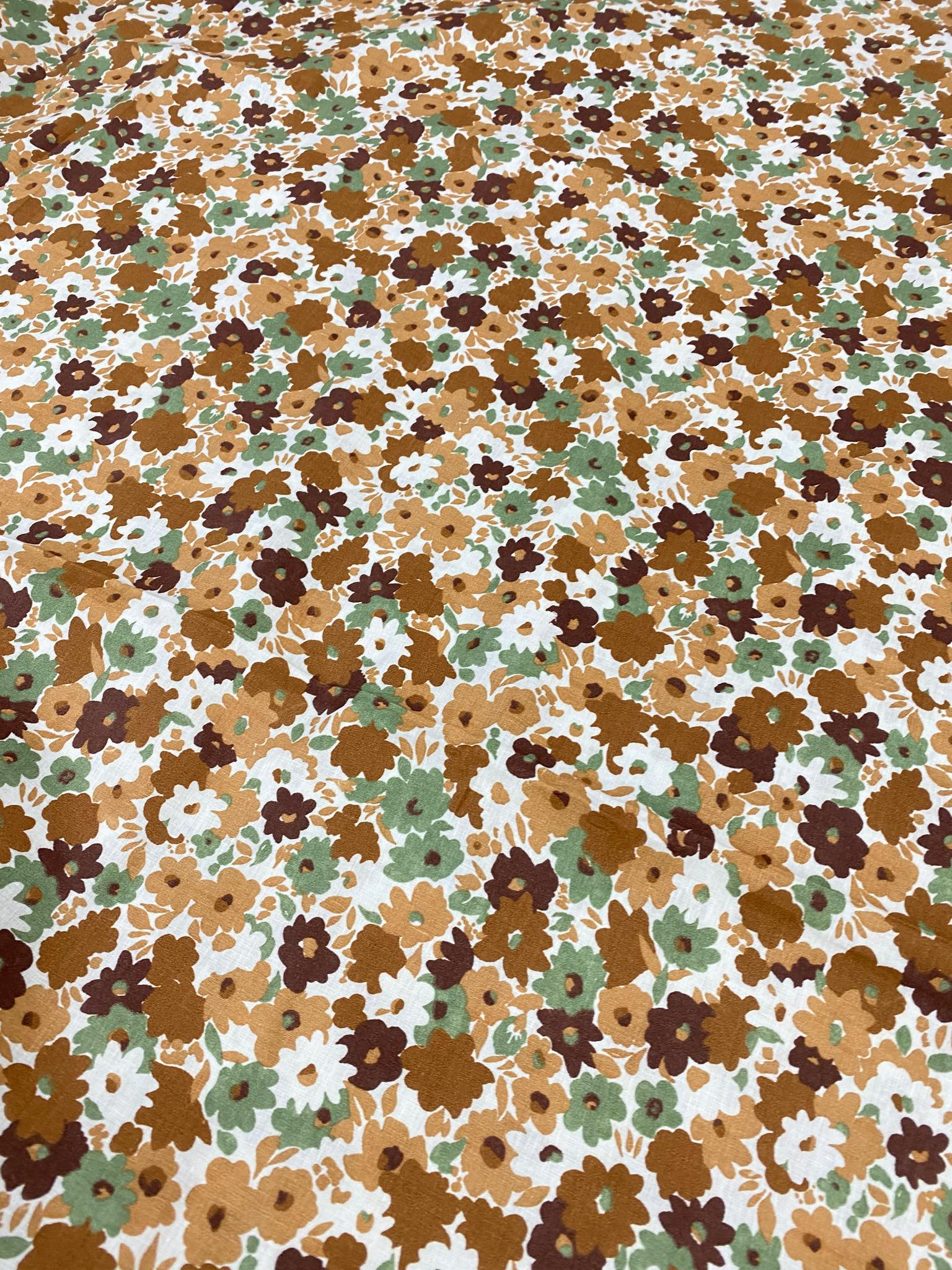 Cotton Fabric | Brown & Maroon Floral Suit | Printed Pattern | Unstitched Suit
