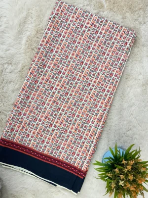 Cotton Unstitched Suit | Printed Fabric | Geometric Floral Pattern
