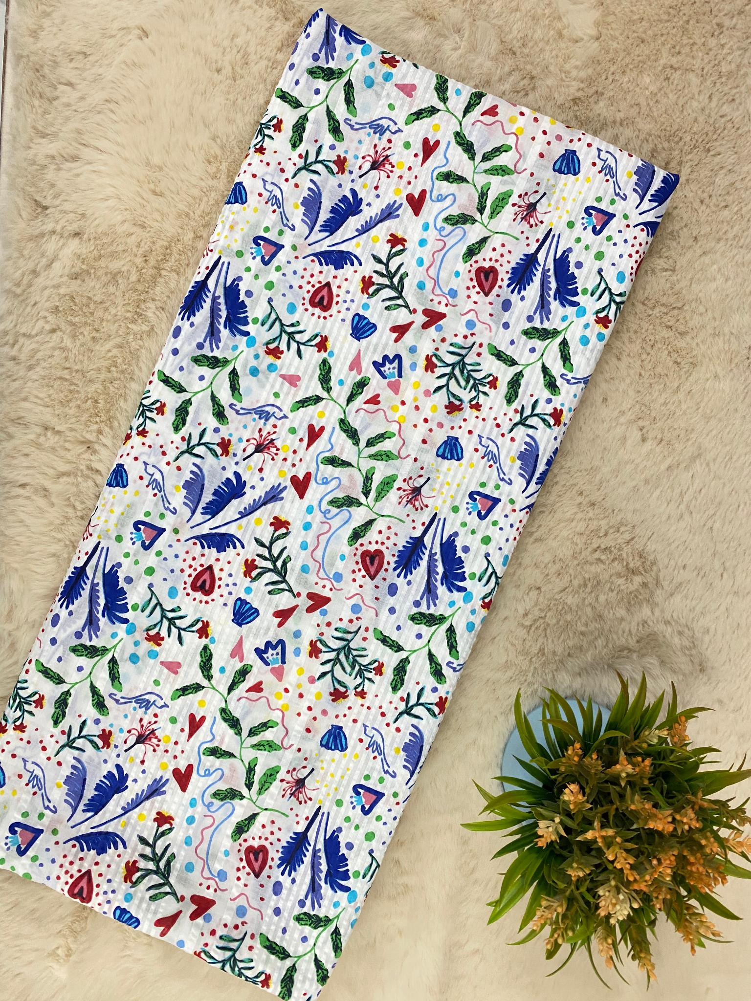 Cotton Fabric Multicolor Printed Unstitched Suit