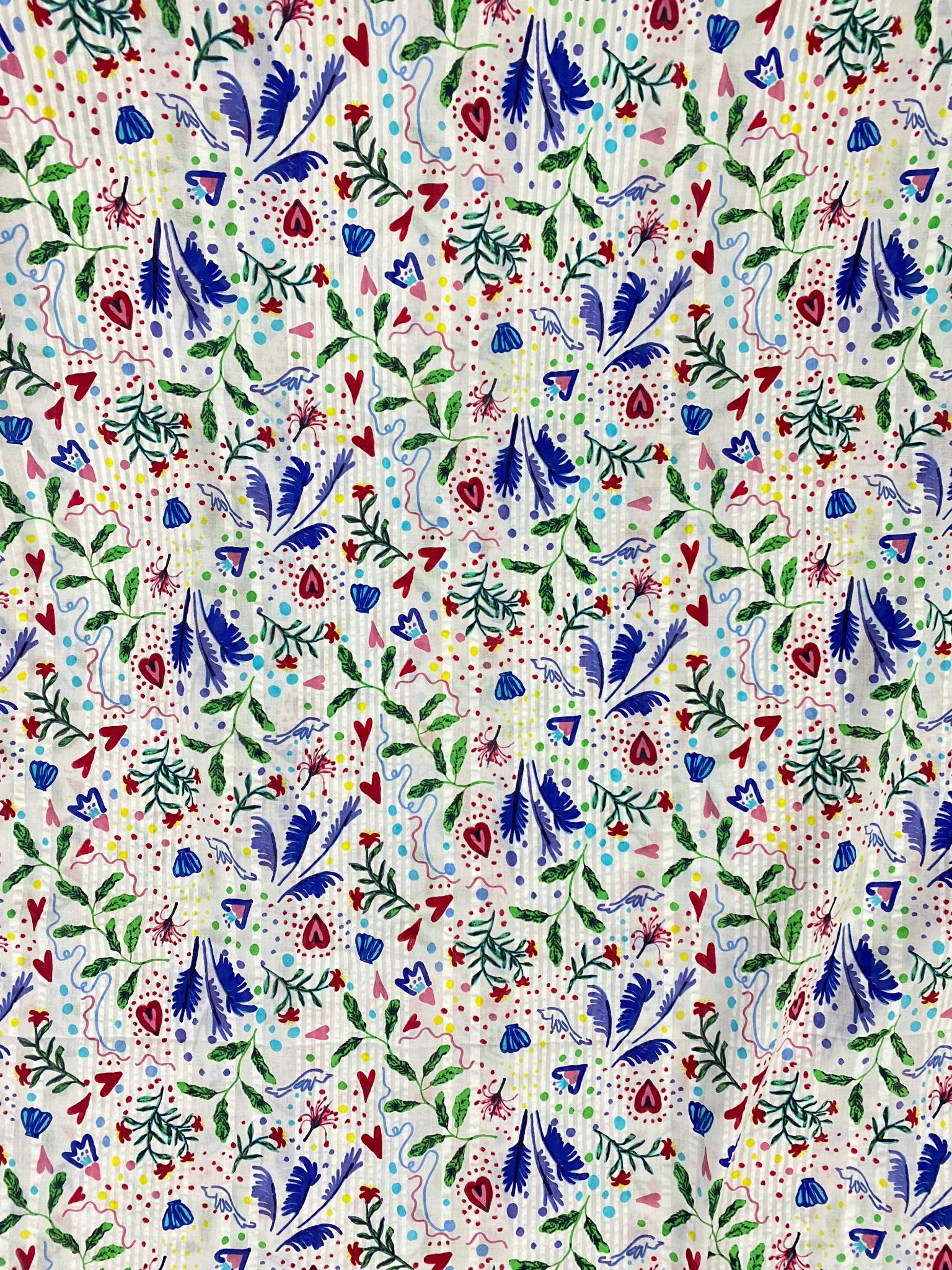 Cotton Fabric Multicolor Printed Unstitched Suit