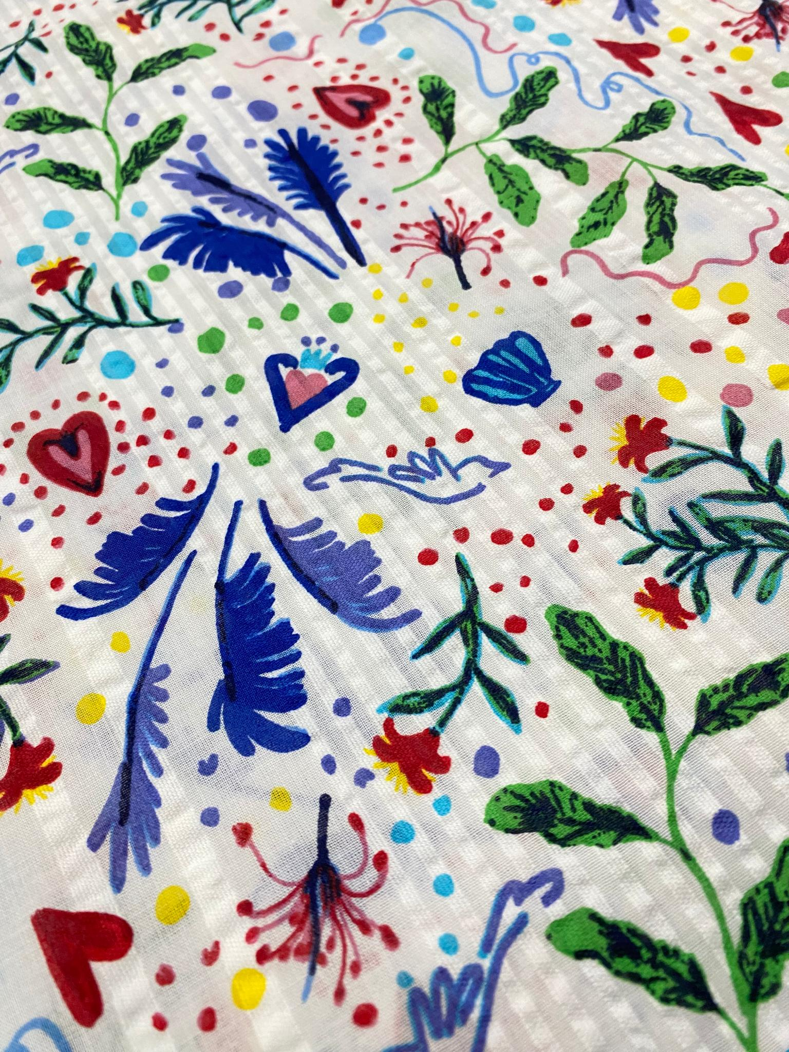 Cotton Fabric Multicolor Printed Unstitched Suit