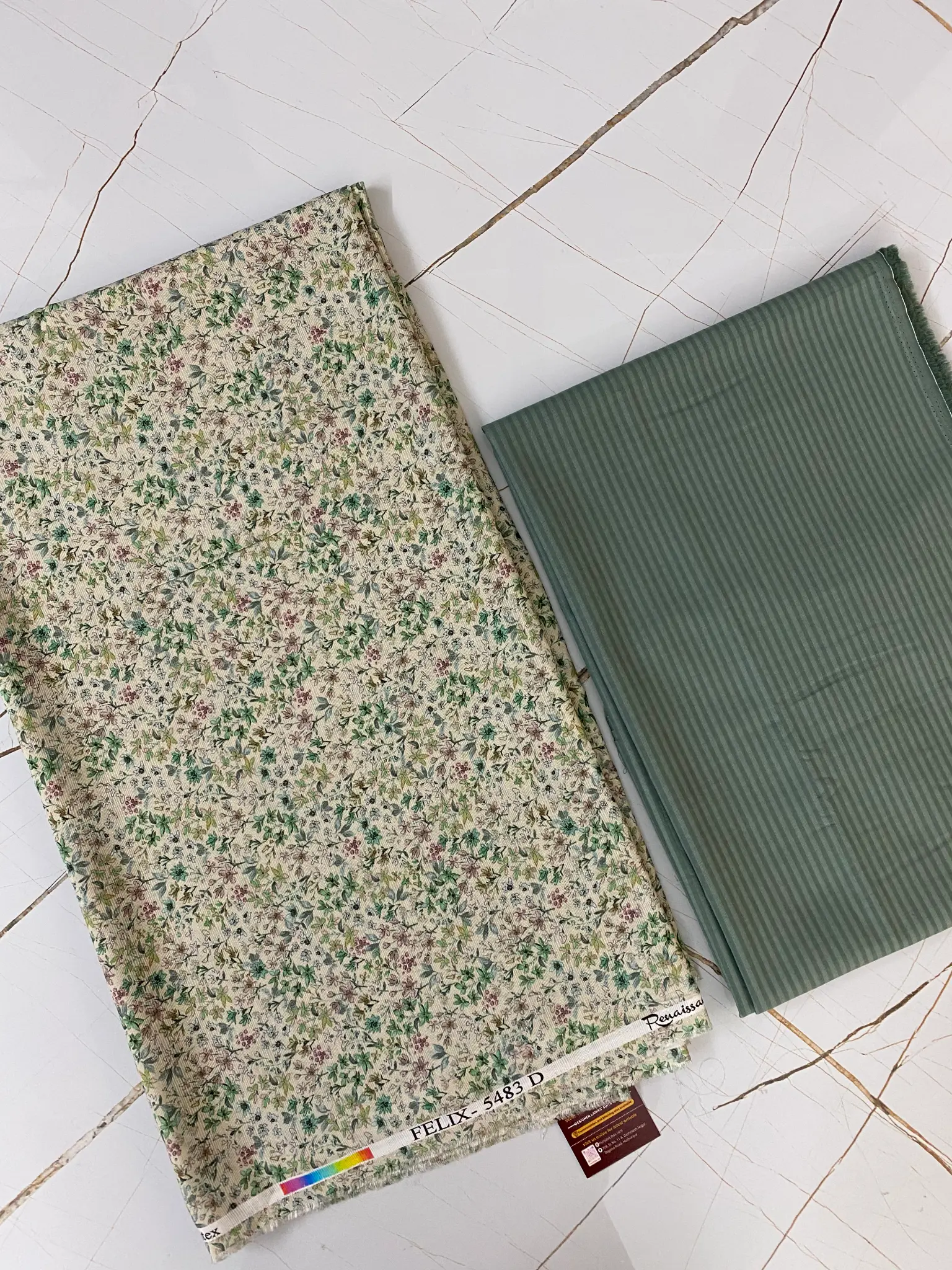 Muslin Fabric | Fluorescent Shirt | Green Bottom | Printed Floral Pattern | Unstitched Suit Material