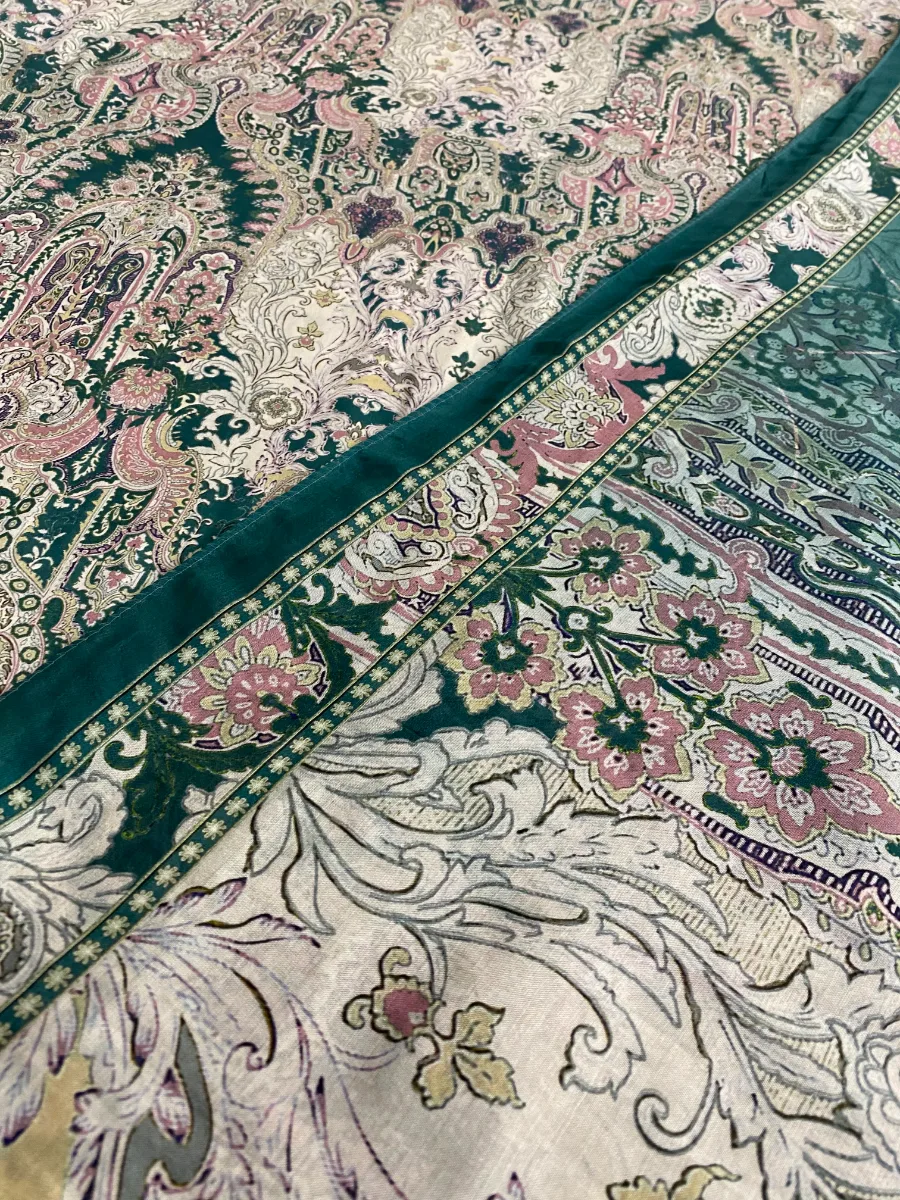 Muslin | Cream with Green Print | Printed | Unstitched Suit