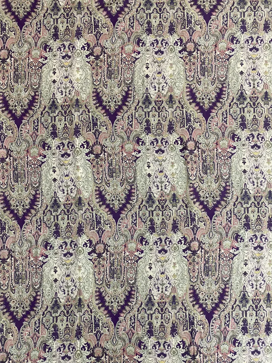 Muslin | Cream with Purple Print | Printed | Unstitched Suit