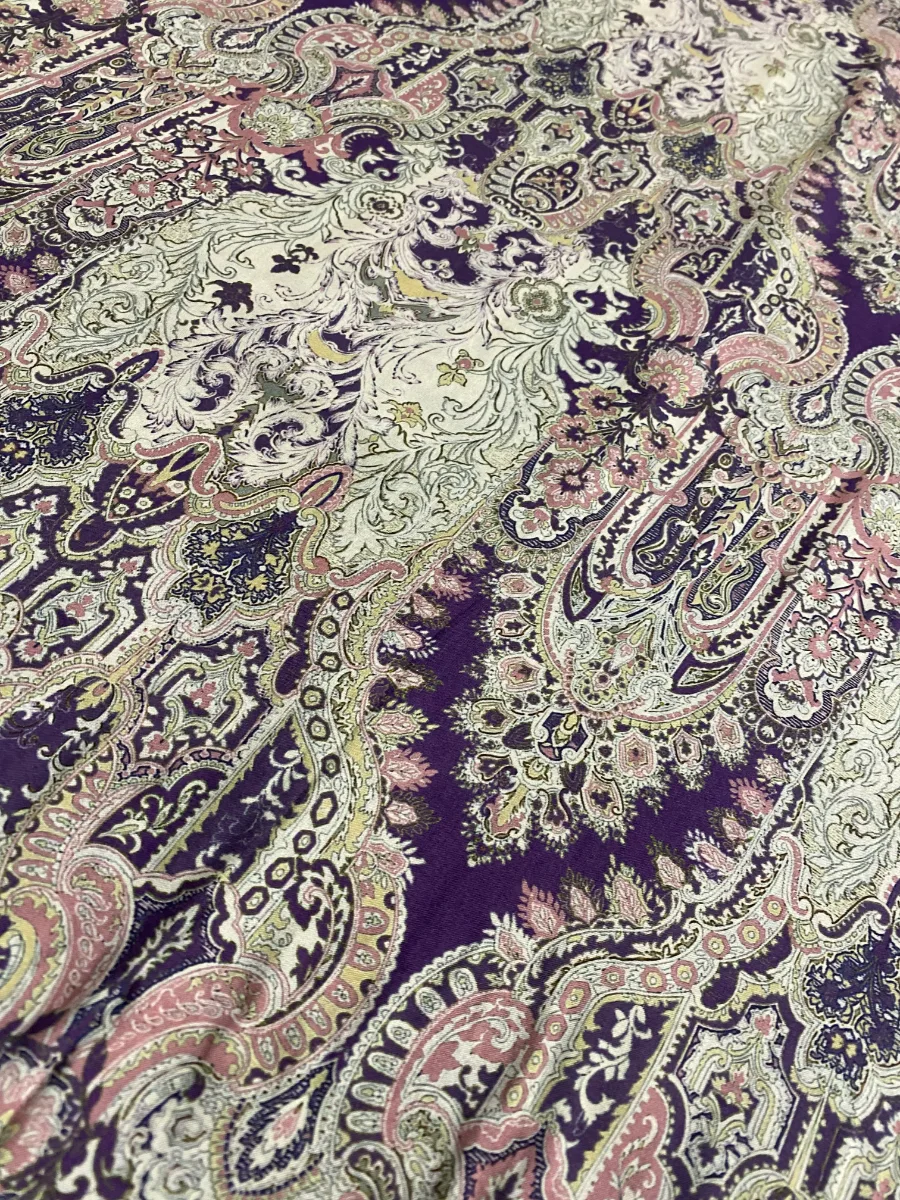 Muslin | Cream with Purple Print | Printed | Unstitched Suit