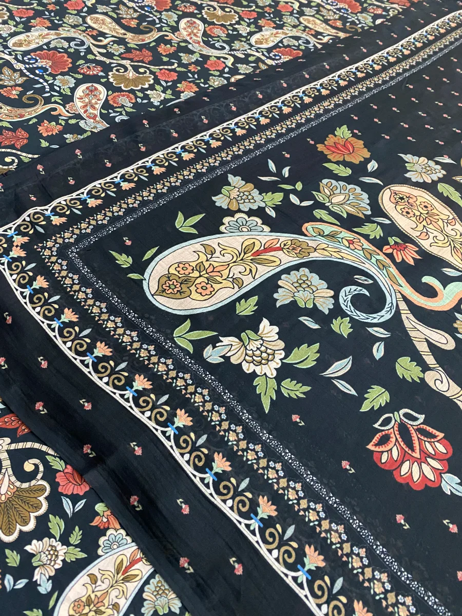 Pure Cotton | Black | Printed | Unstitched Suit