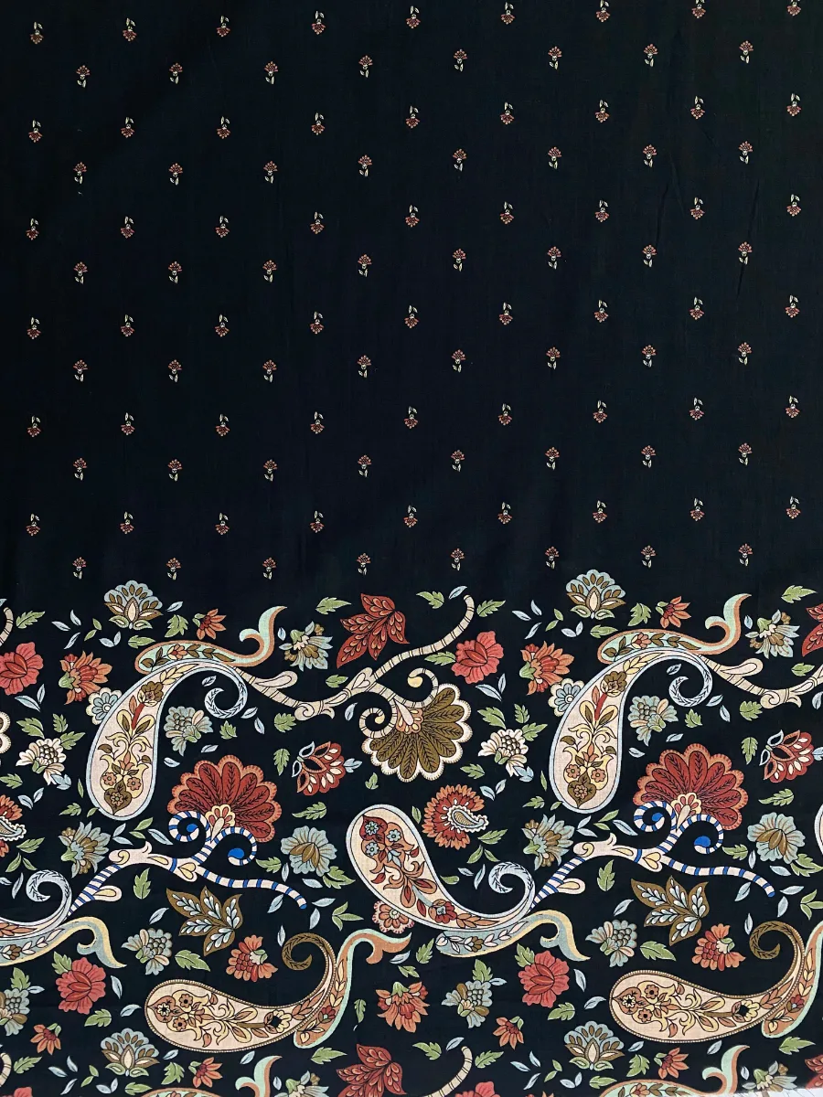 Pure Cotton | Black | Printed | Unstitched Suit