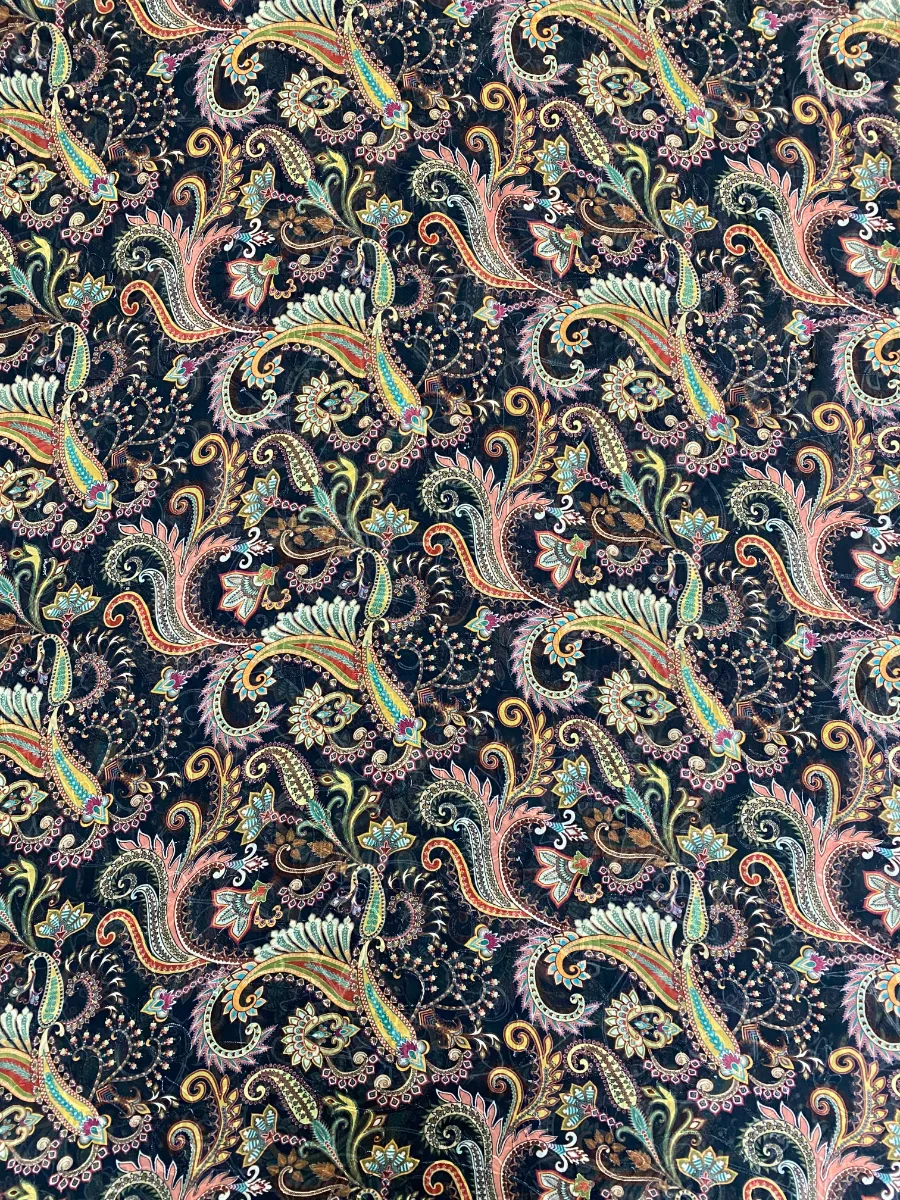 Pure Georgette | Black Multicolour Flower | Aari & Printed | Unstitched