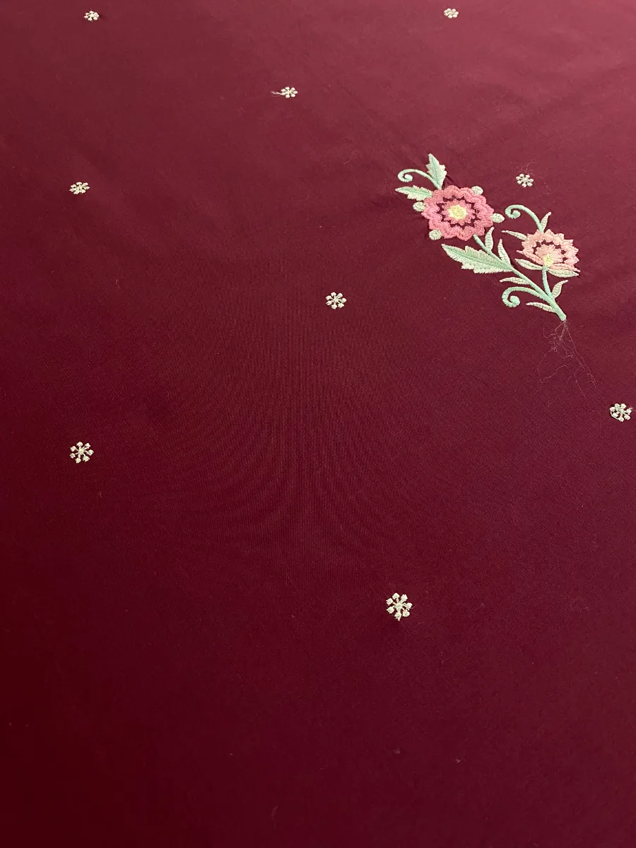 Cotton | Deep Maroon | Thread Work | Unstitched Suit