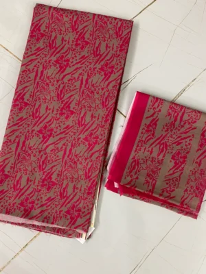 Cotton | Gray & Magenta | Printed | Unstitched Suit