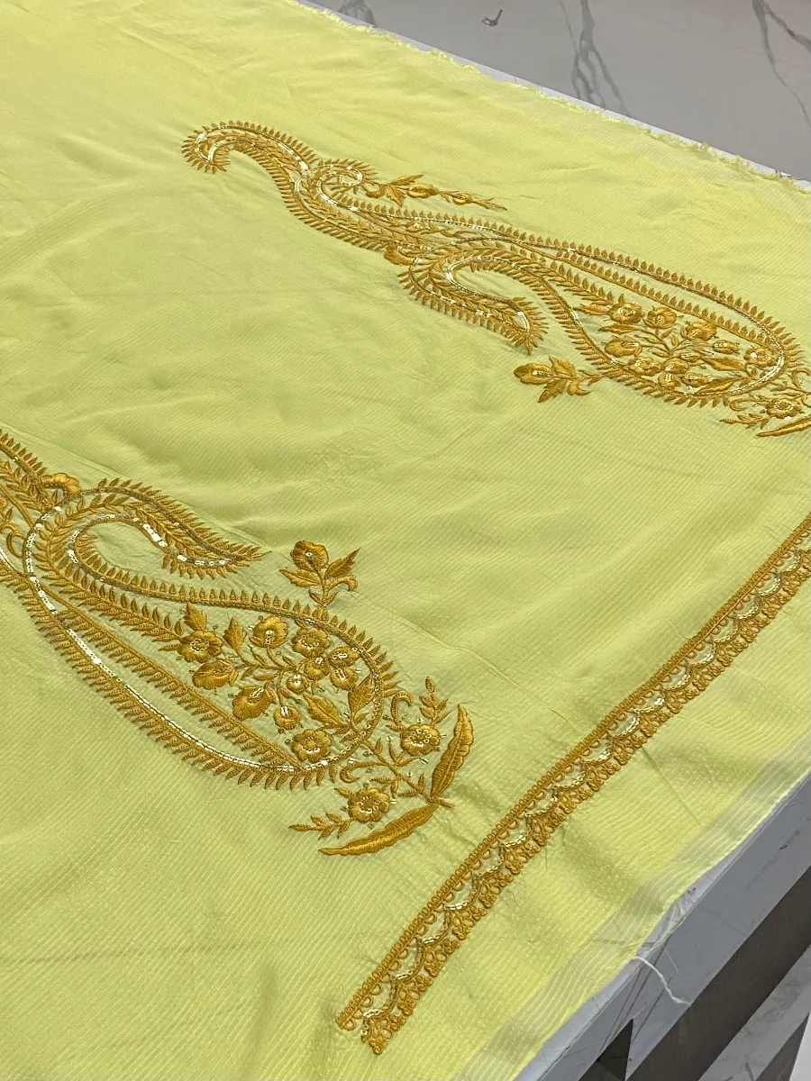 Cotton | Lemon | Thread Work | Unstitched Suit