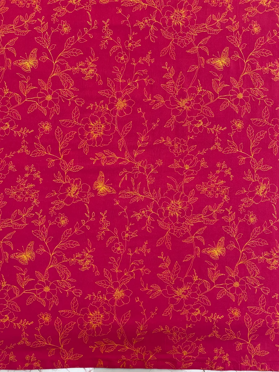Cotton | Magenta | Lace & Print | Unstitched Suit
