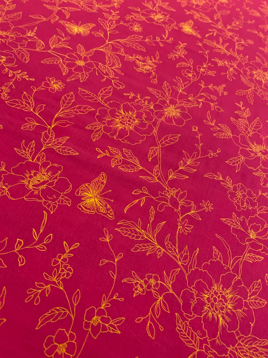 Cotton | Magenta | Lace & Print | Unstitched Suit