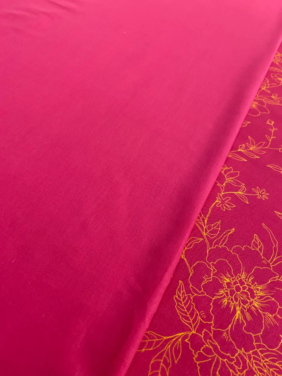 Cotton | Magenta | Lace & Print | Unstitched Suit