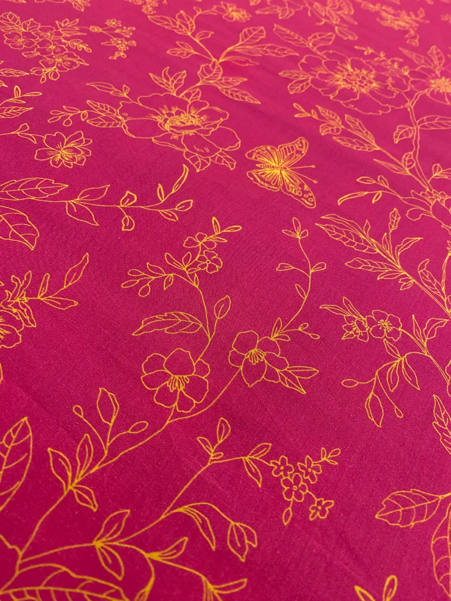 Cotton | Magenta | Lace & Print | Unstitched Suit
