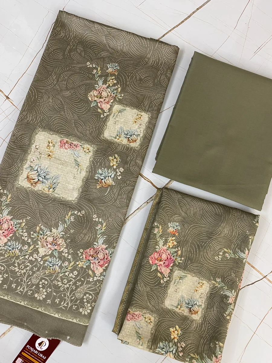 Cotton | Mouse Brown | Thread Work & Lace Work & Printed | Unstitched