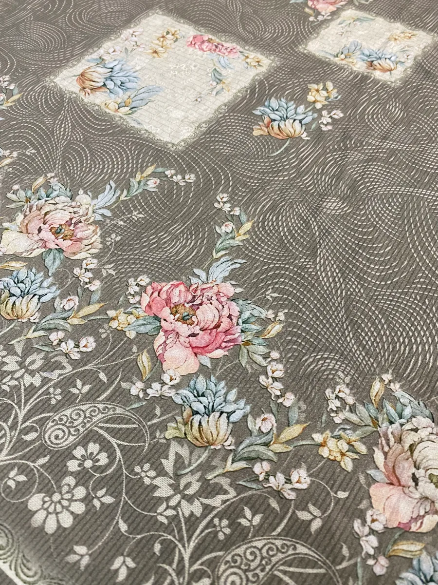 Cotton | Mouse Brown | Thread Work & Lace Work & Printed | Unstitched