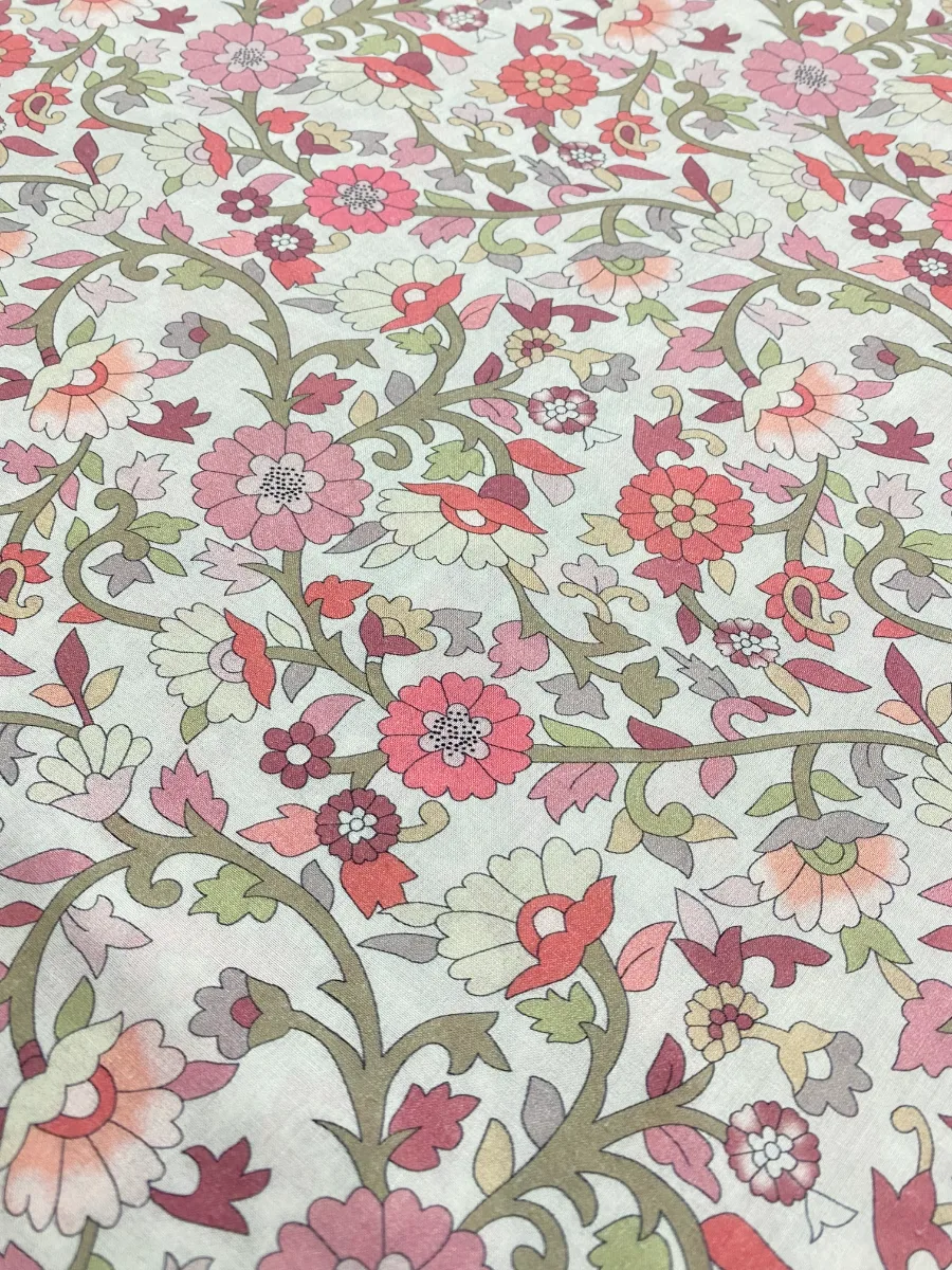 Cotton Muslin | Pink Sky Blue Dense Floral | Printed | Unstitched Suit