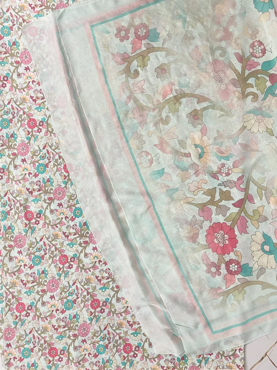 Cotton Muslin | Sky Blue Dense Floral | Printed | Unstitched Suit